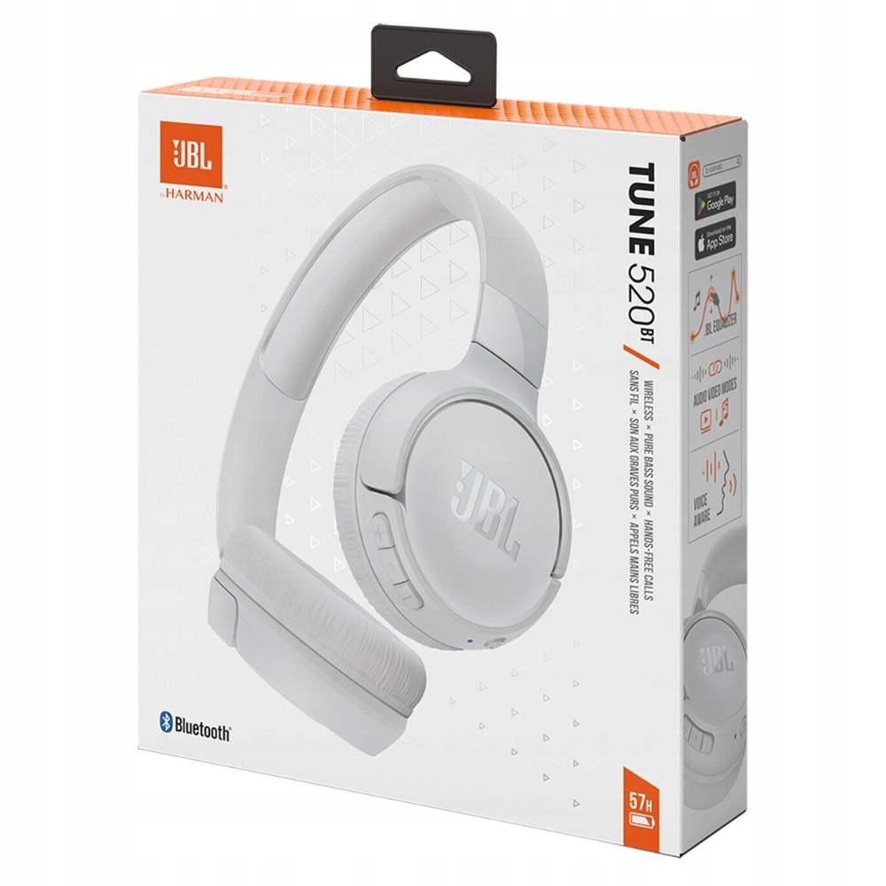 JBL Tune 520 BT Nauszne Bluetooth 5.3 Biały