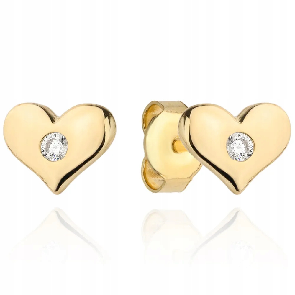 Náušnice Malá Srdíčka 585 Šroubky Se Zirkonem Jemná Srdce