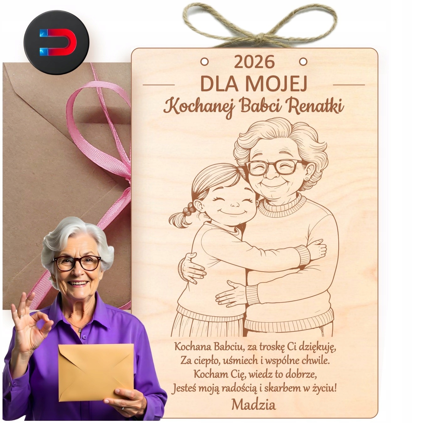 Kartička Dřevěná Cedulka Nápad Na Dárek Ke Dni Babičky Gravírování Magnet