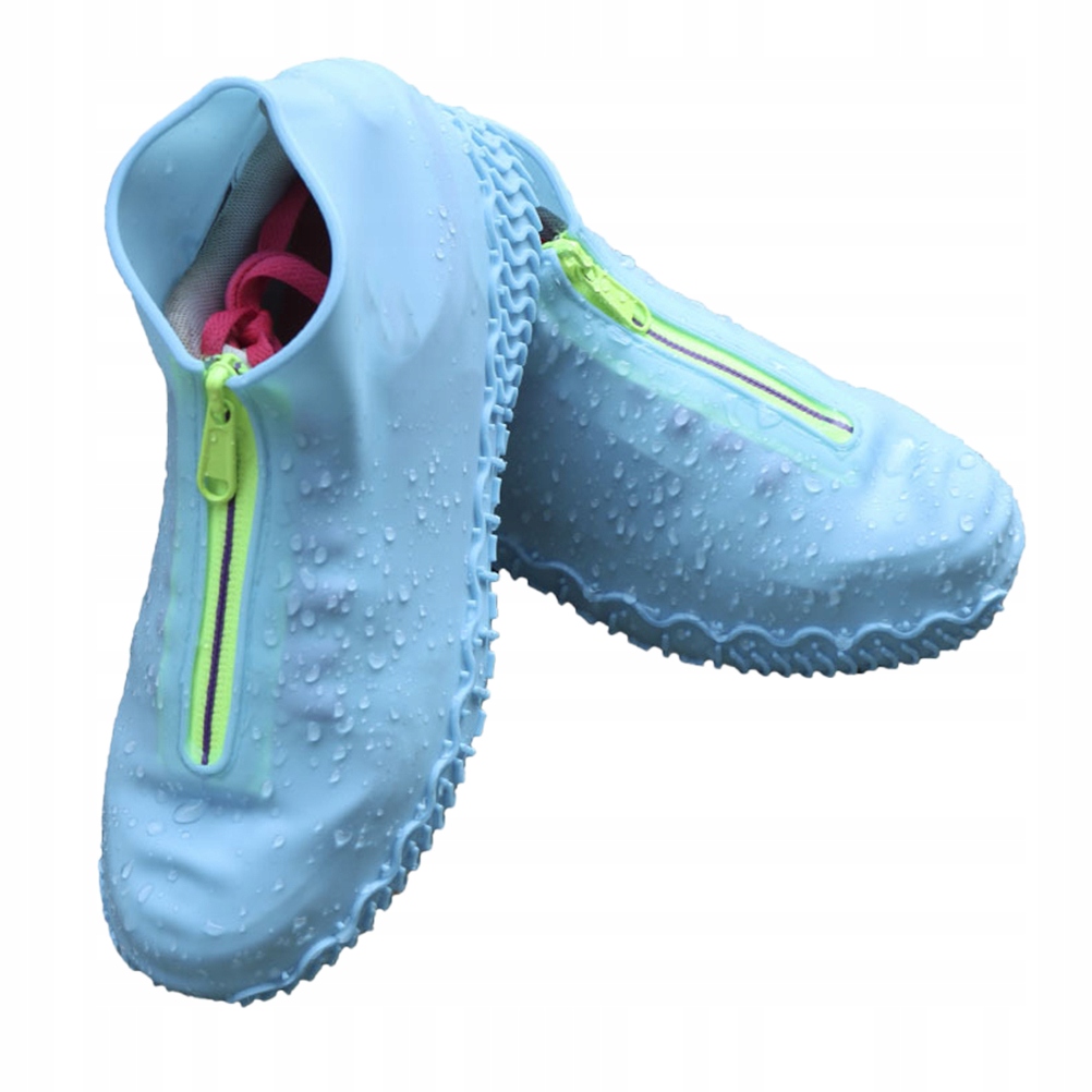 1Pair Sky-Blue Silicone Anti-Skid Waterproof Shoes Protective Cover