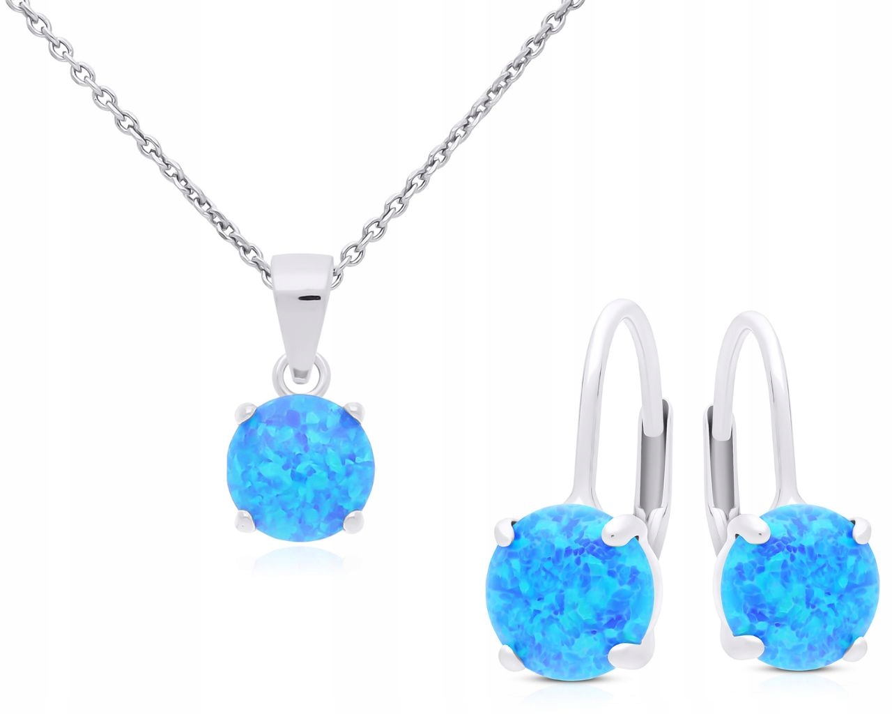 Komplet stříbrných šperků s opálem Náušnice a dámský náhrdelník ryzost 925