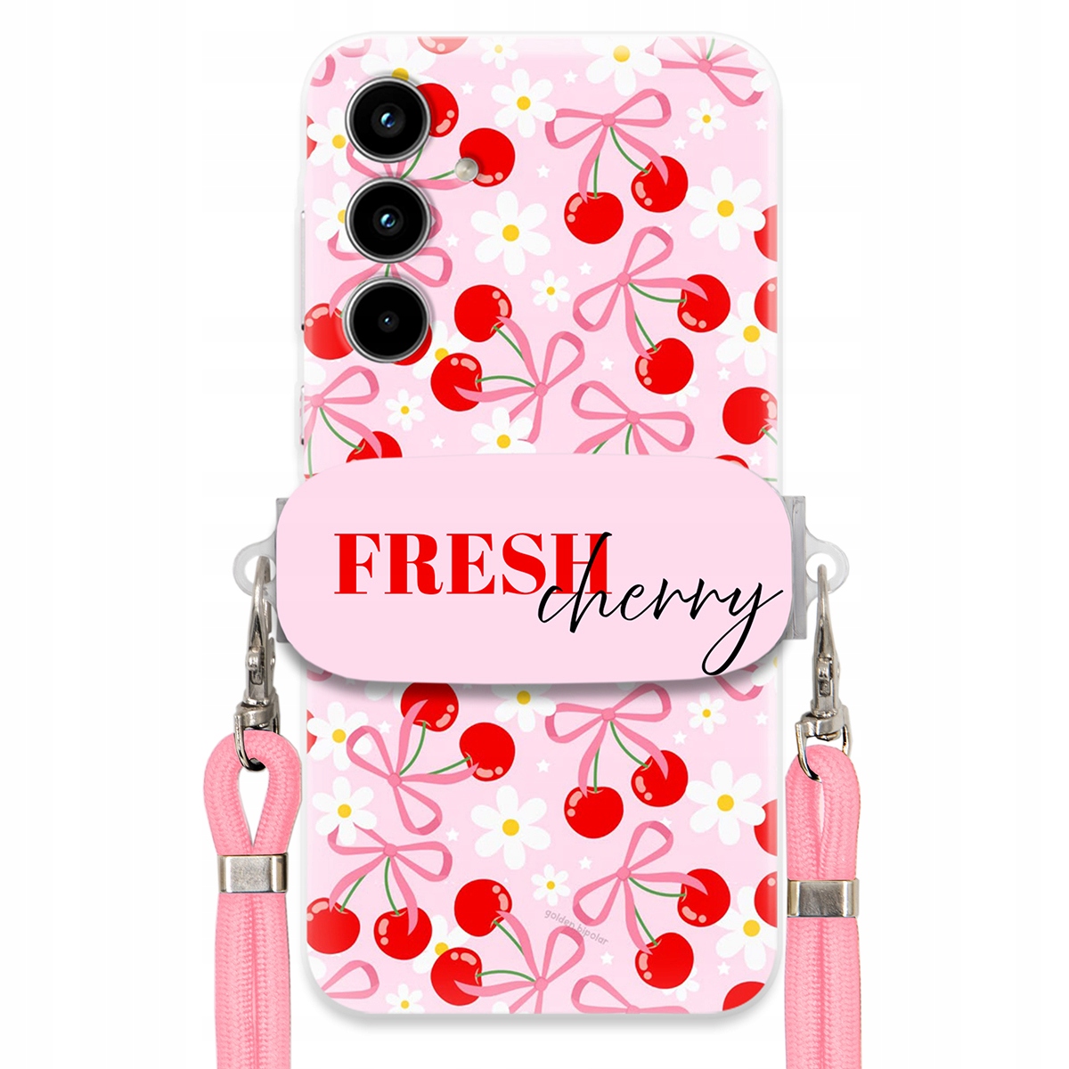 Puzdro pre Samsung A35 5G Case držiak šnúrok Ružový Fresh Cherry Kokardy