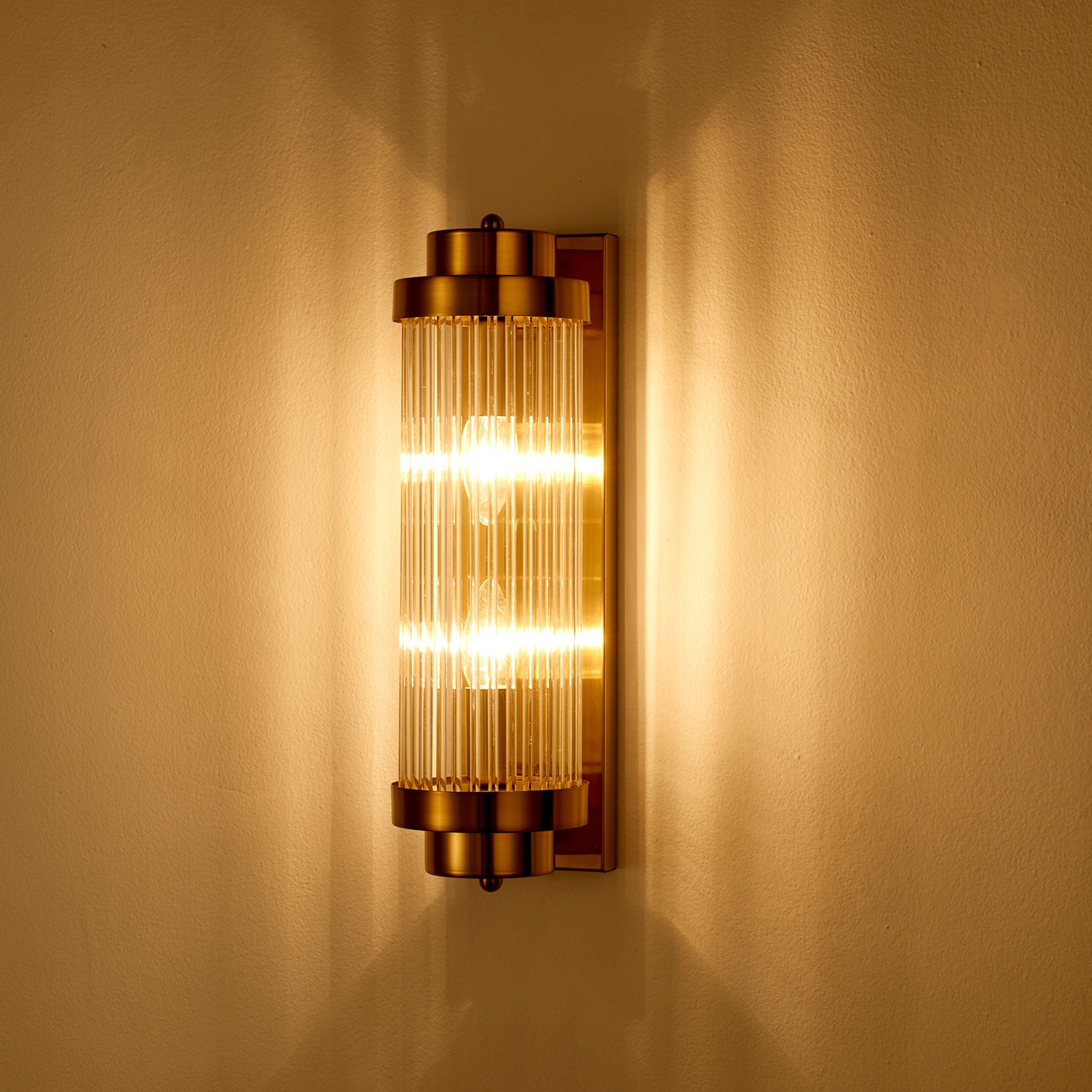 Dekoratívne nástenné svietidlo tuba sklenený valec nad posteľ E14 Stelo M zlaté