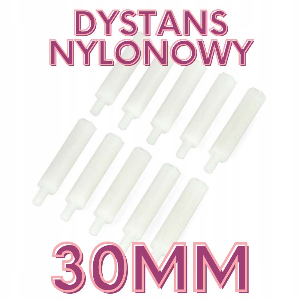 Nylonová distanční vložka 30 mm s závitem M3 – 10 Ks.