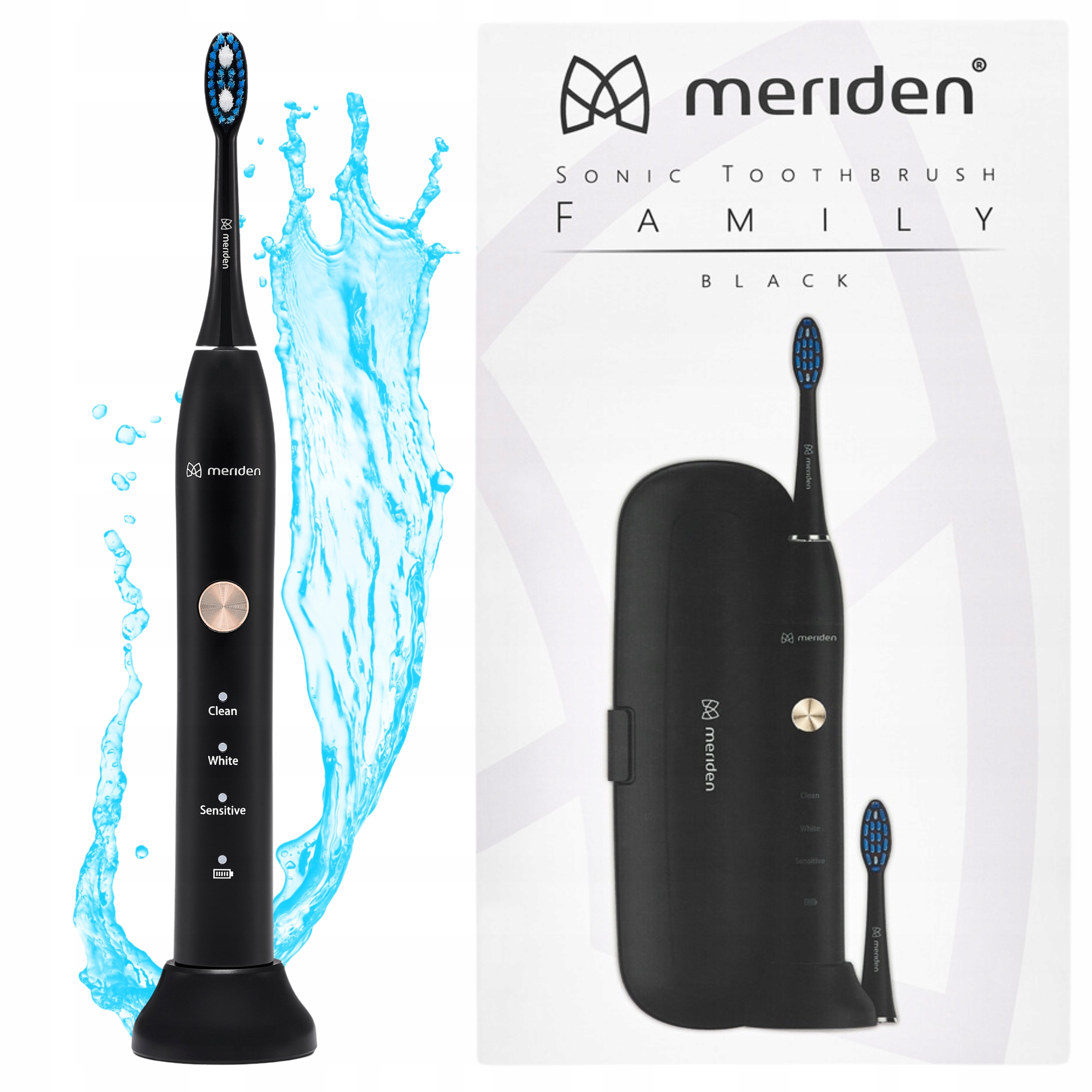 Szczoteczka Soniczna do Zębów Czarna Meriden Sonic Family 96 000 drgań/min