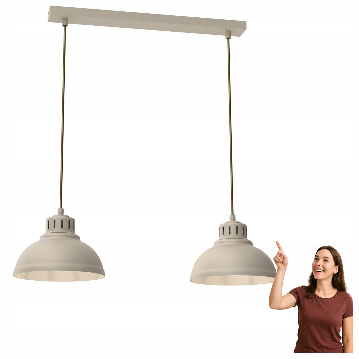 Béžová dvojitá závěsná lampa nad stůl Sven 8891 Luminex