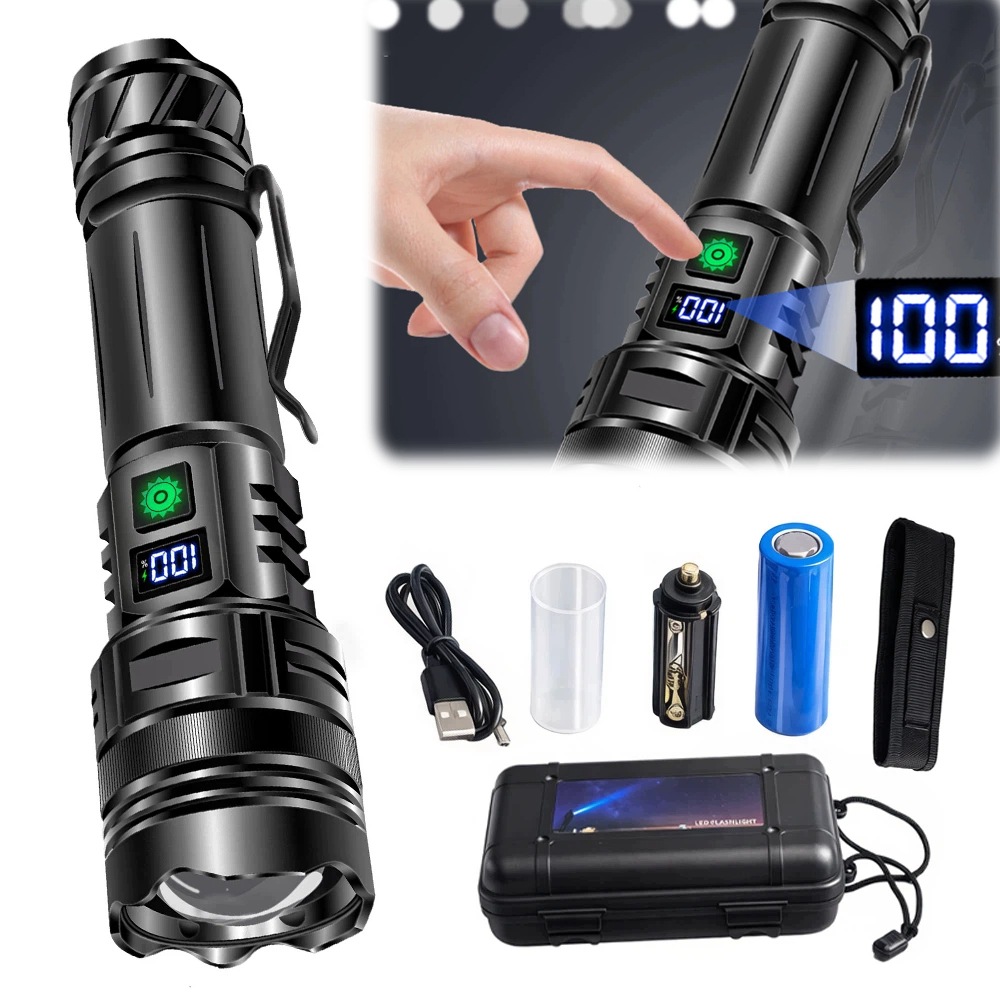 Latarka Led Akumulatorowa Mocna Szperacz Zoom Usb Wodoodporna
