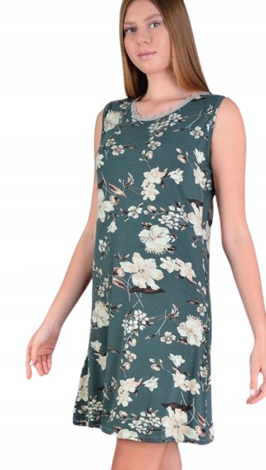 Zelená Košile Z Viskózy Košile Viskóza Jako Šaty Krajka Květiny XL