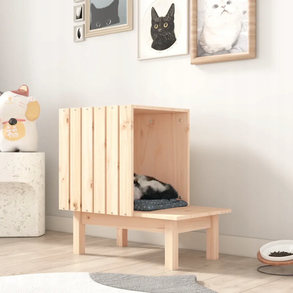 Levně Petrashop Domeček pro kočky 60 x 36 x 60 cm masivní borové dřevo Hnědá 822