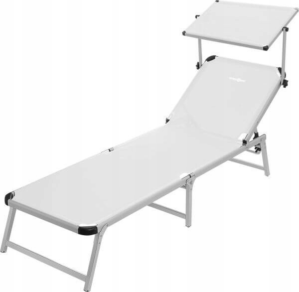 Regulovatelné plážové lůžko s sluneční clonou Marbella Brunner bílé