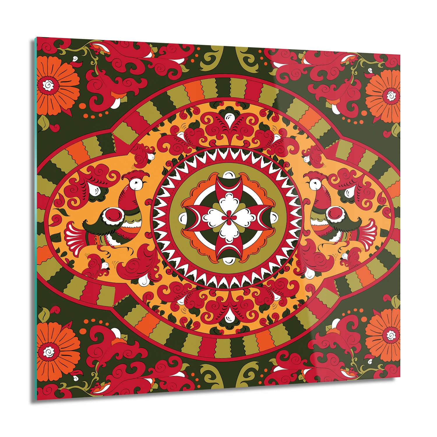 Rusko ornament Obraz na skle na stenu 60x60