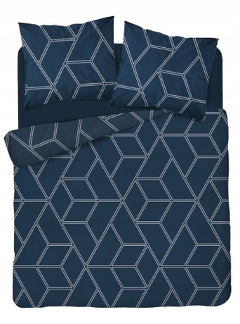 

Pościel satynowa 220x200 geometria granatowa szara