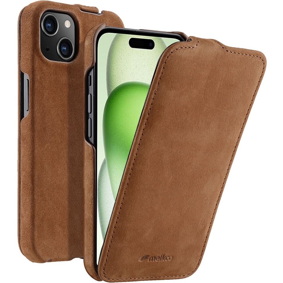 Kožené Pouzdro Melkco s klopou pro iPhone 15 Plus, Kryt, kožené pouzdro