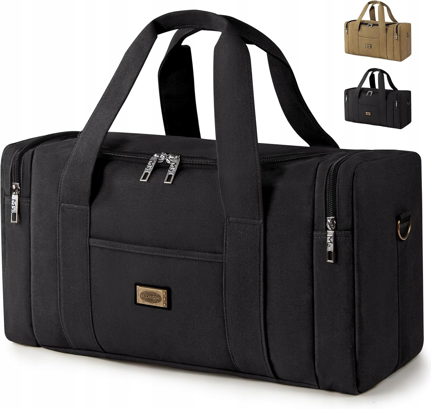 Cestovní taška vintage plátěná 44L černá přes rameno víkendová