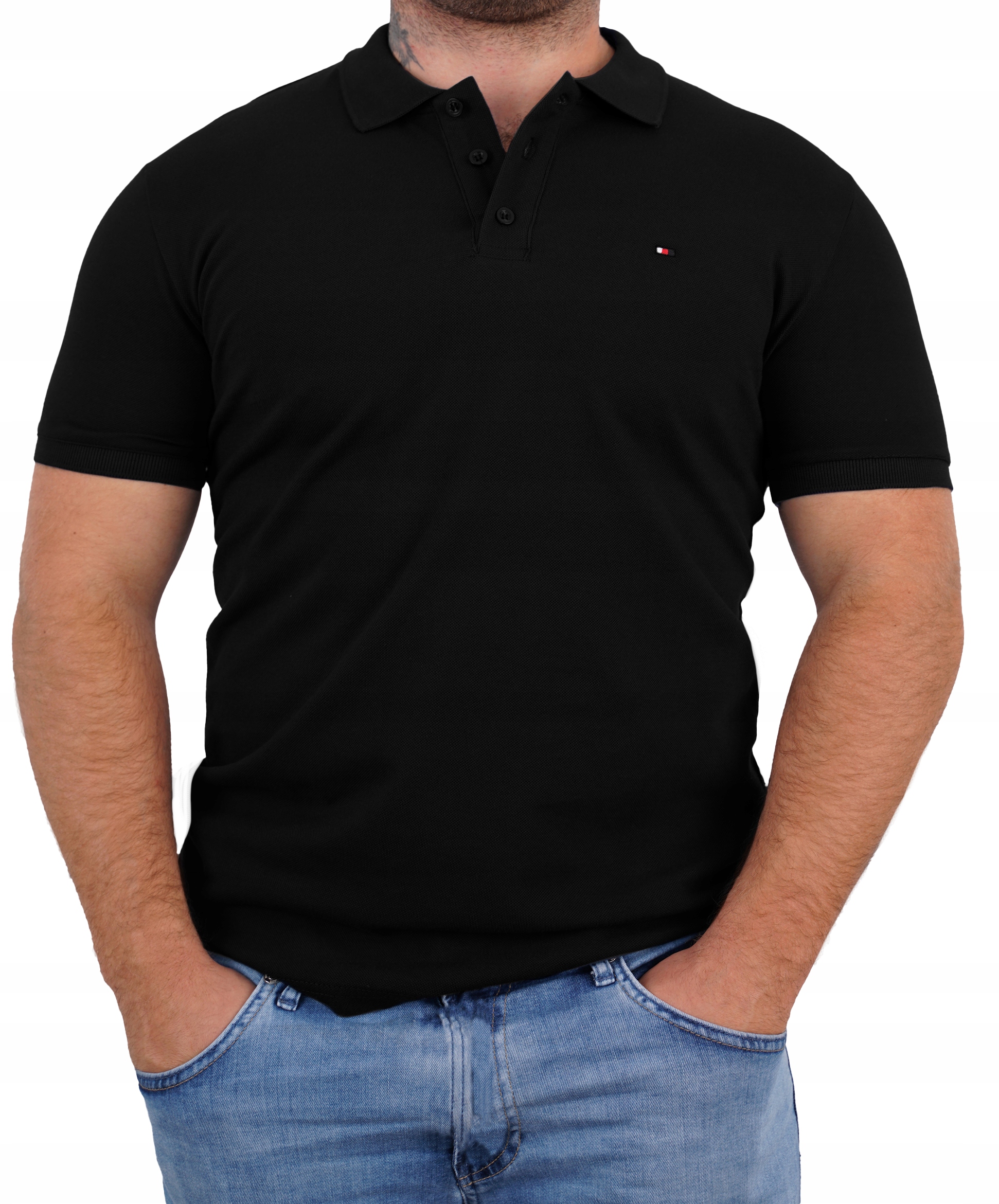 

T-shirt Koszulka Polo Kołnierzyk Czarny Duża 3XL