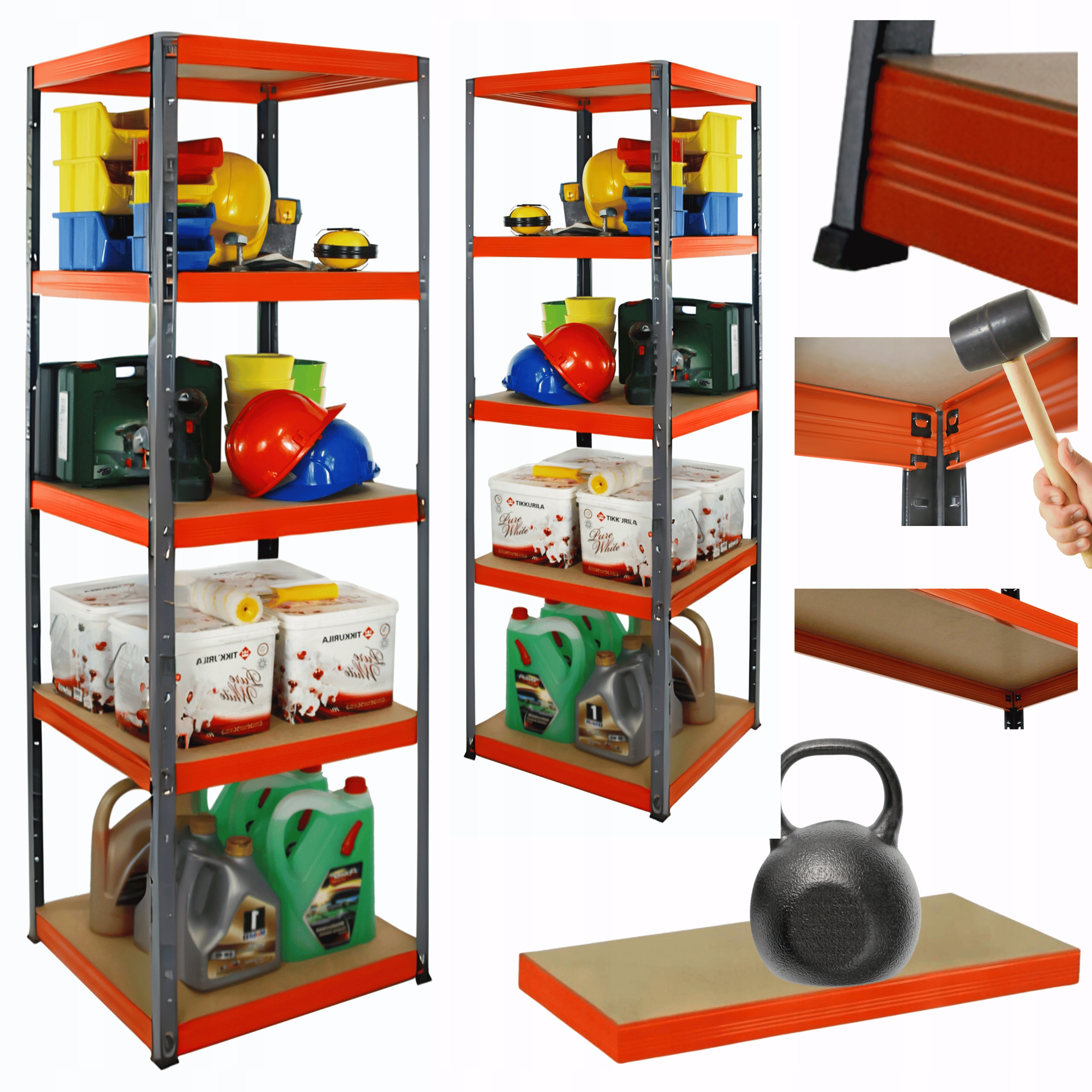 Kovový skladový regál Helios 196x40x40 cm 5Px175 kg Poľský Trvanlivý