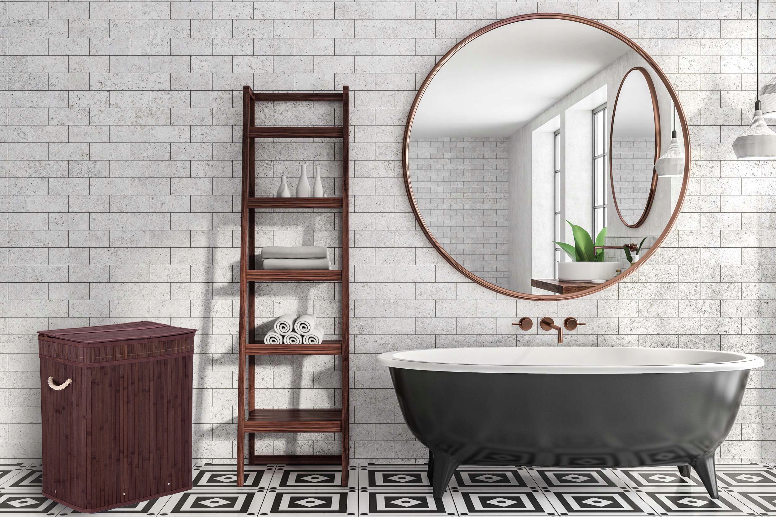 Bambusový Koš Na Prádlo S Víkem 100 L Wenge, Velký Zásobník Na Prádlo