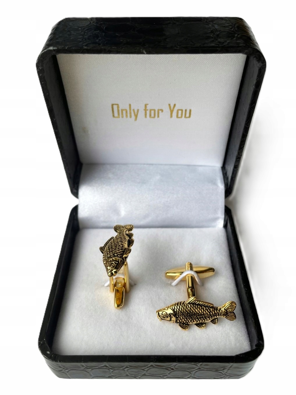 Manžetové knoflíčky Exc Zlatý kapr Karpie pro rybáře bonus Pouzdro v kůži