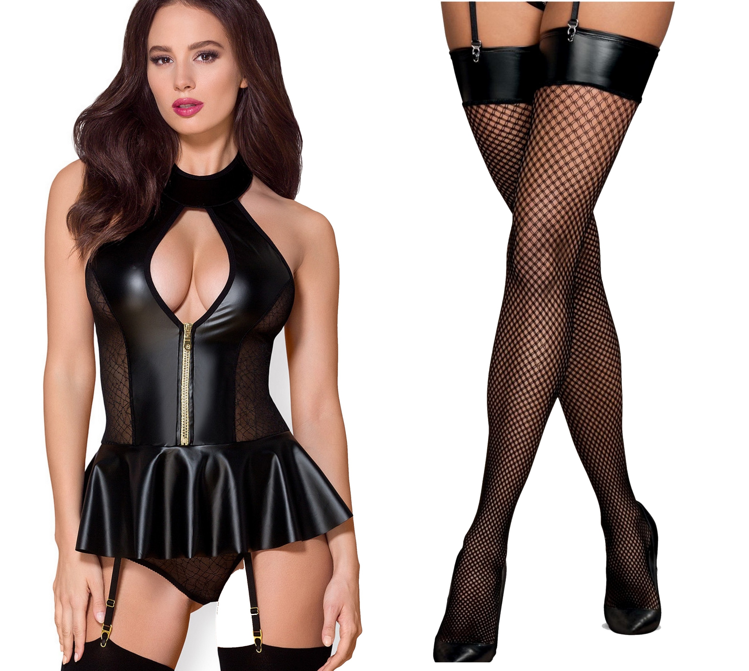 

Bielizna Damska Obłędny Gorset+pończochy Latex S/m