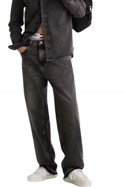 Tommy Jeans Šedé Džíny Jednoduché Oděrky Klasické Dlouhé 34/32 Xqe