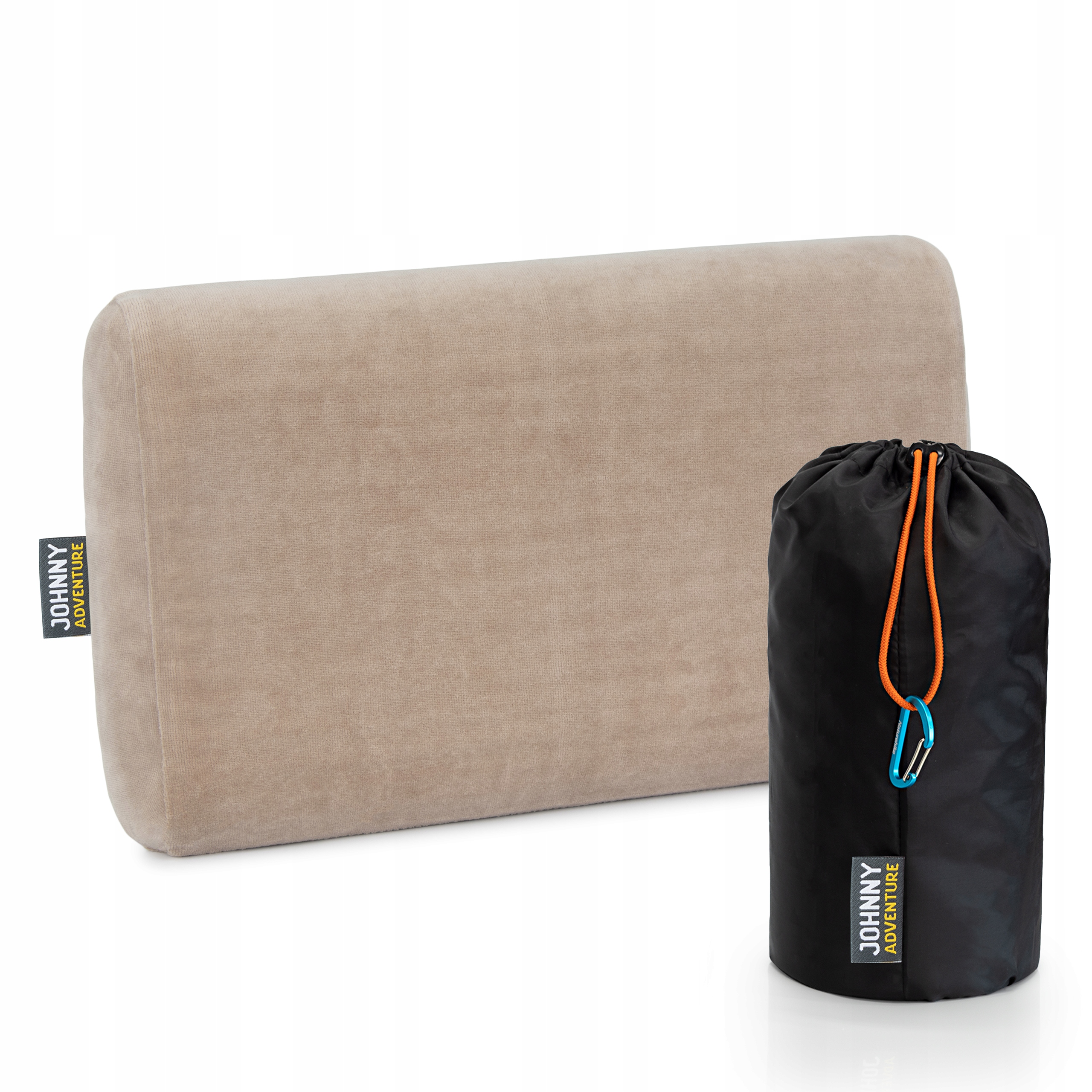 Poduszka podróżna, turystyczna pianka memory Johnny Adventure mokka worek