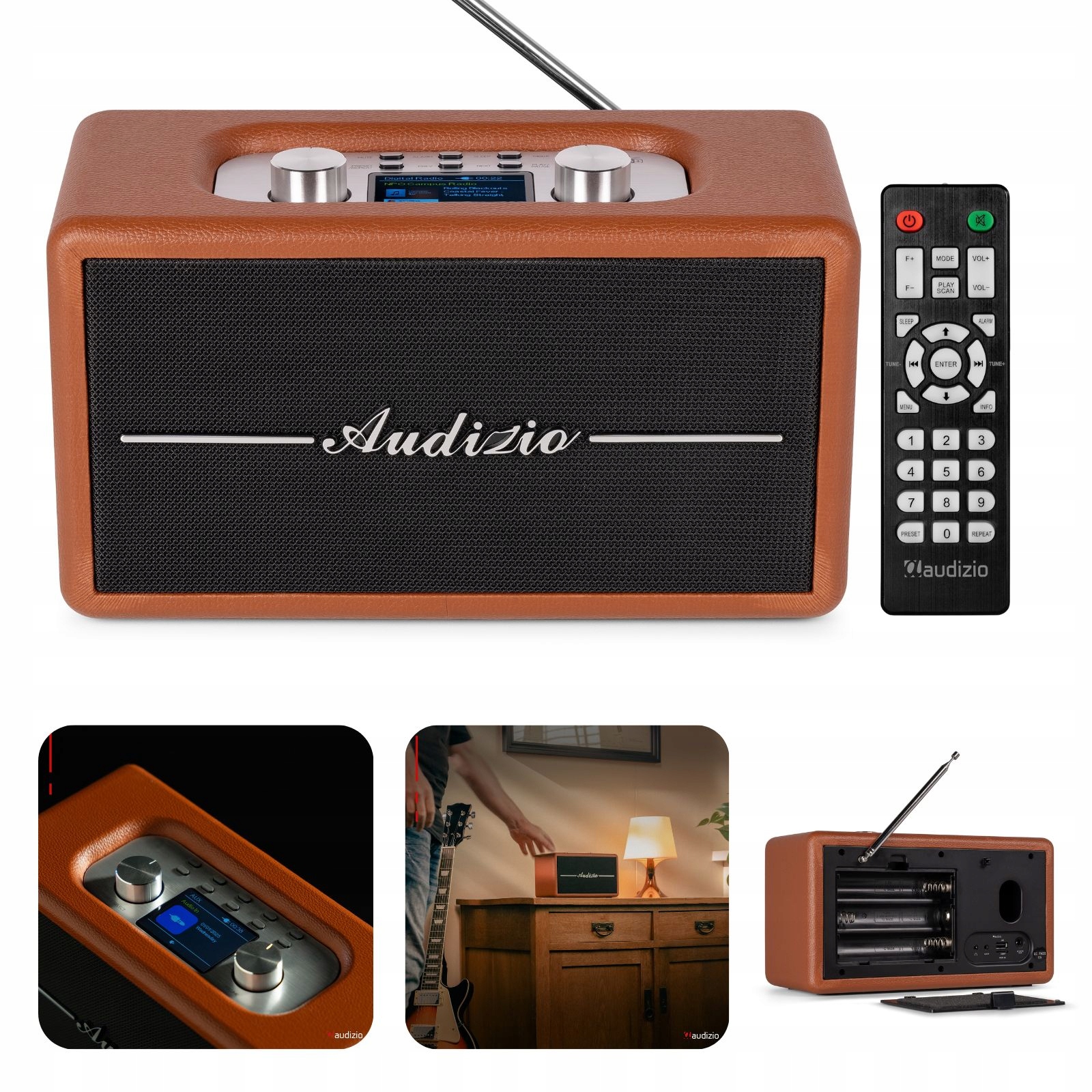 Przenośne Radio Vintage Audizio Tune60 Bluetooth Dab+ Fm Budzik