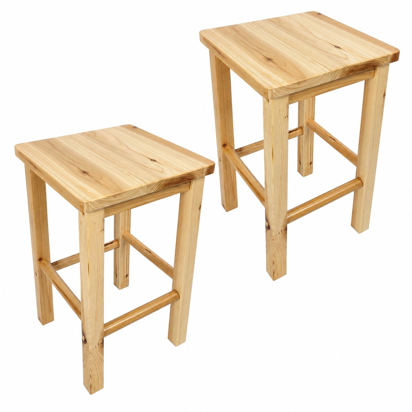 Set Stoliček 2 ks dřevěných borovicových Kuchyňských Stoliček 30x30x46 cm
