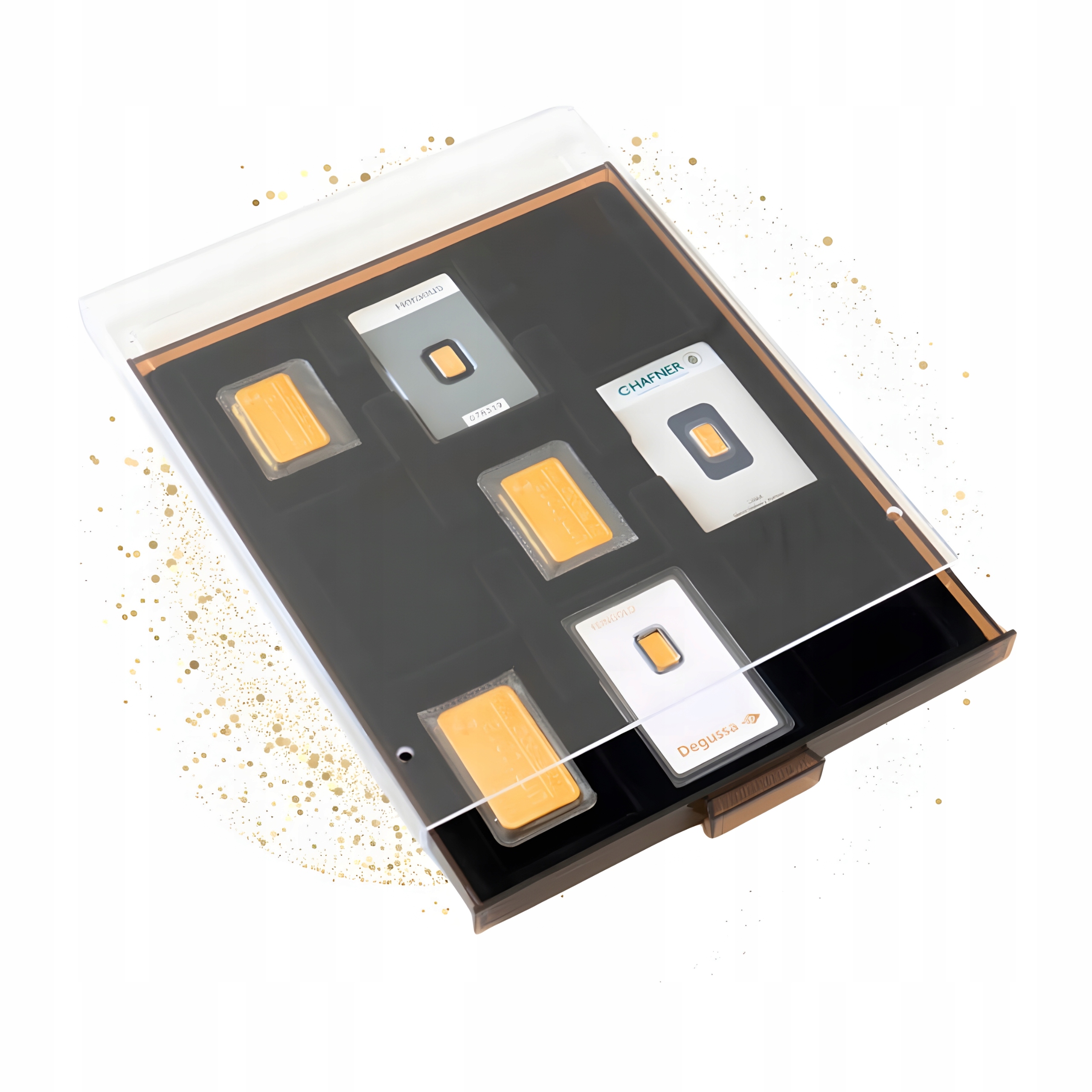 Paleta Mb na 9 zlatých slitků v Certipacích 54x85mm Leuchtturm kazeta černá