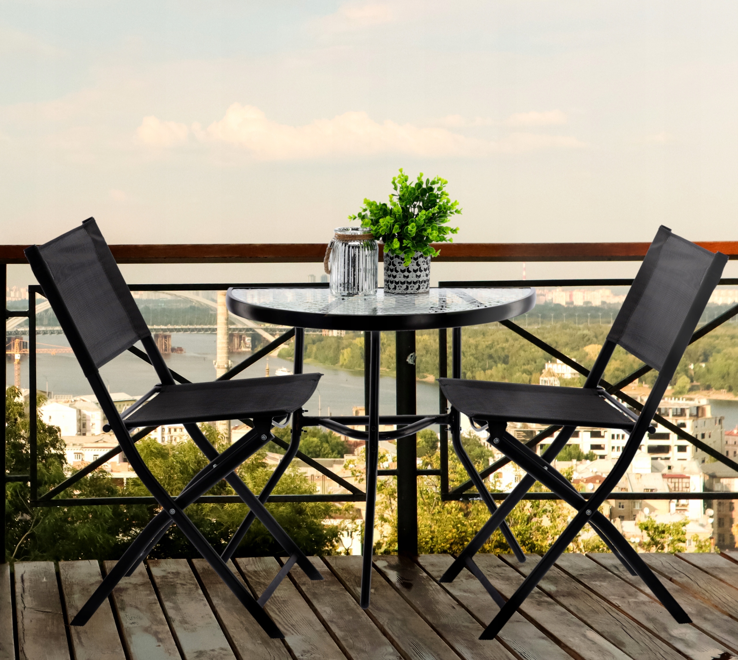 ZESTAW MEBLI OGRODOWYCH BALKONOWYCH TARASOWYCH STÓŁ SZKLANY KRZESŁA KOMPLET Producent GardenLine