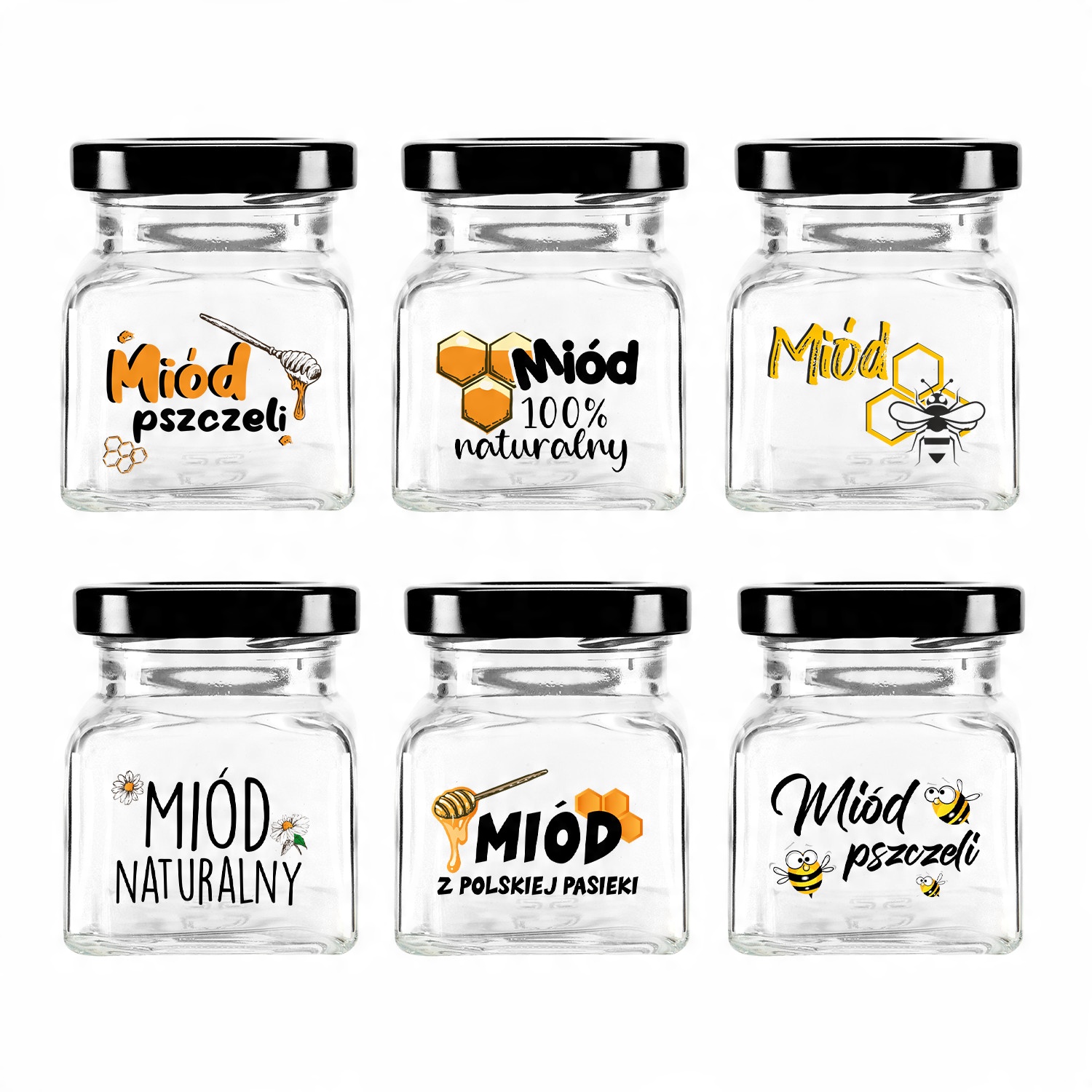 

6x słoiczki na miód szklane 120 ml Nadruk