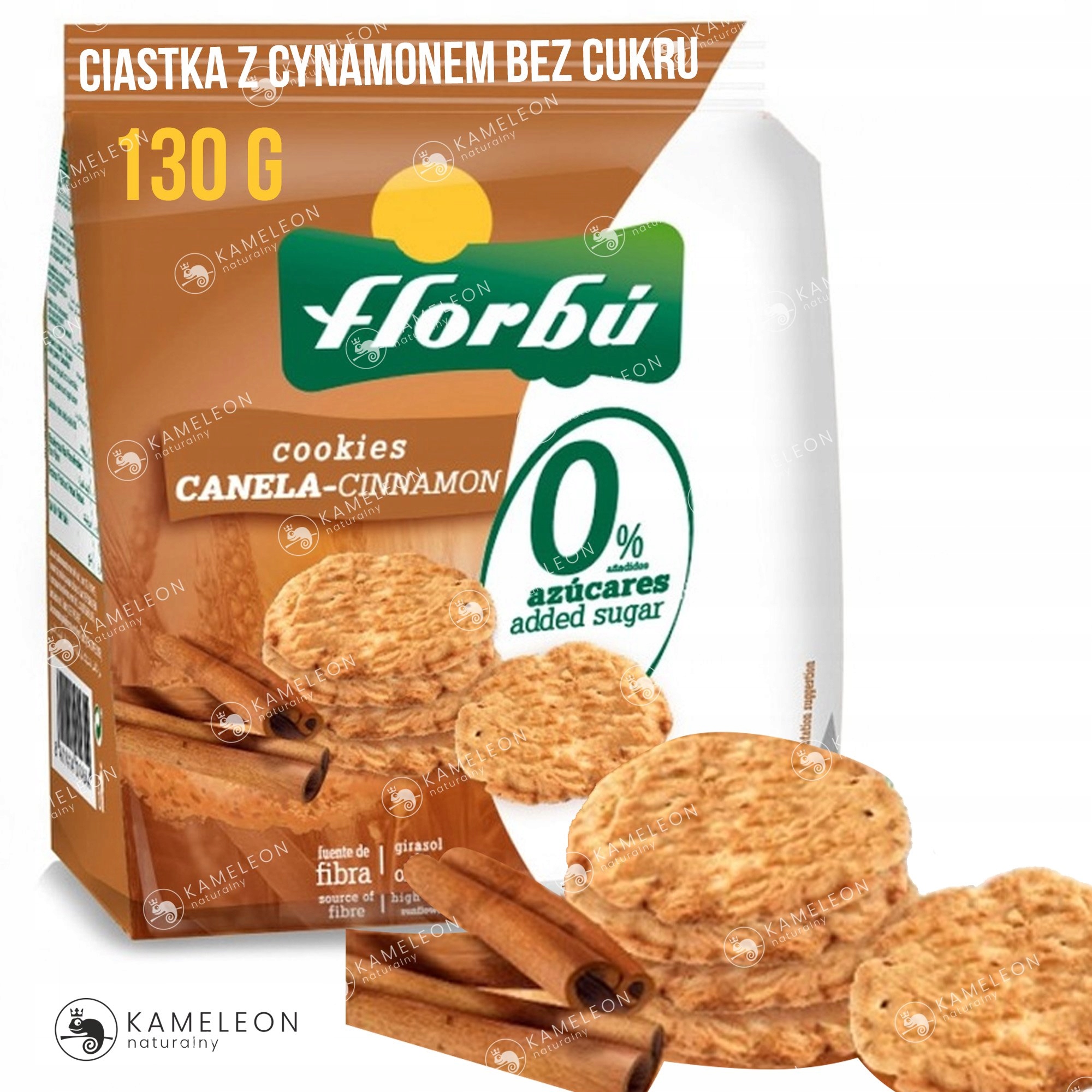 FLORBU Zdrowe Ciasteczka CIASTKA CYNAMONOWE Z CYNAMONEM 130g BEZ CUKRU EAN (GTIN) 8411414014736