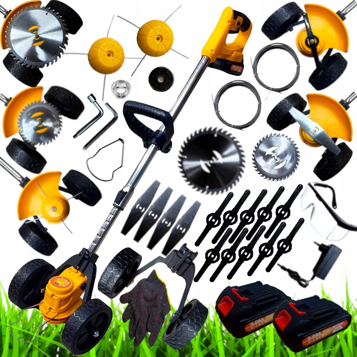 PODKASZARKA KOSA AKUMULATOROWA KÓŁKACH + 2 BATERIA ZESTAW