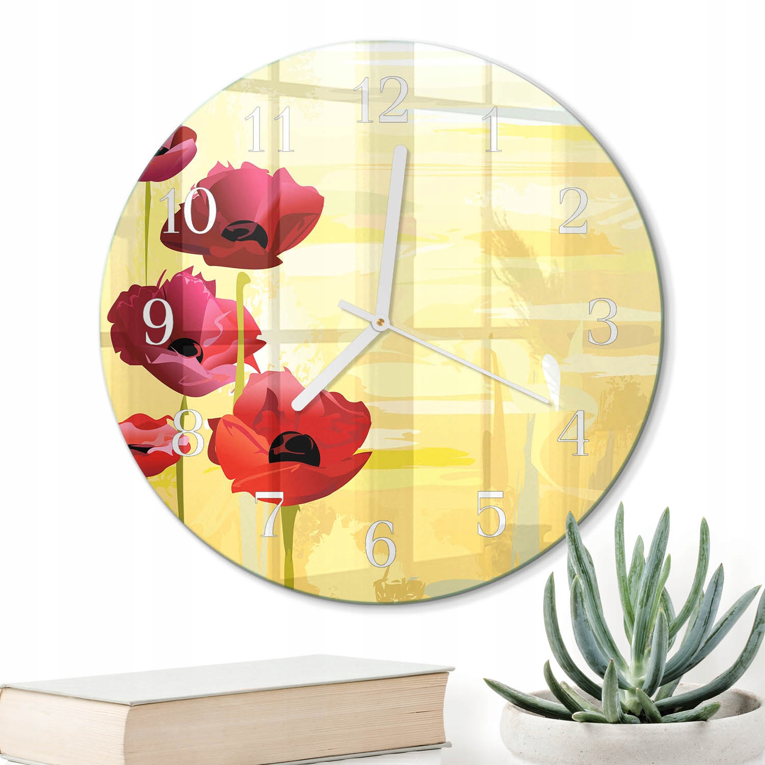 Kulatý skleněný nástěnný hodinový stroj o průměru 30 cm pro moderní interiéry Maki