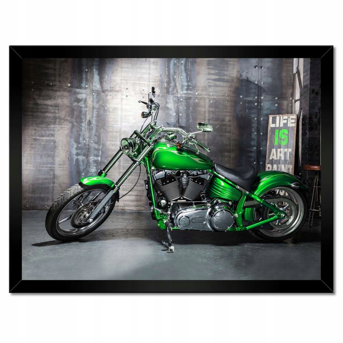 Plakáty v rámu 40x30 Zelený chopper Motocykl