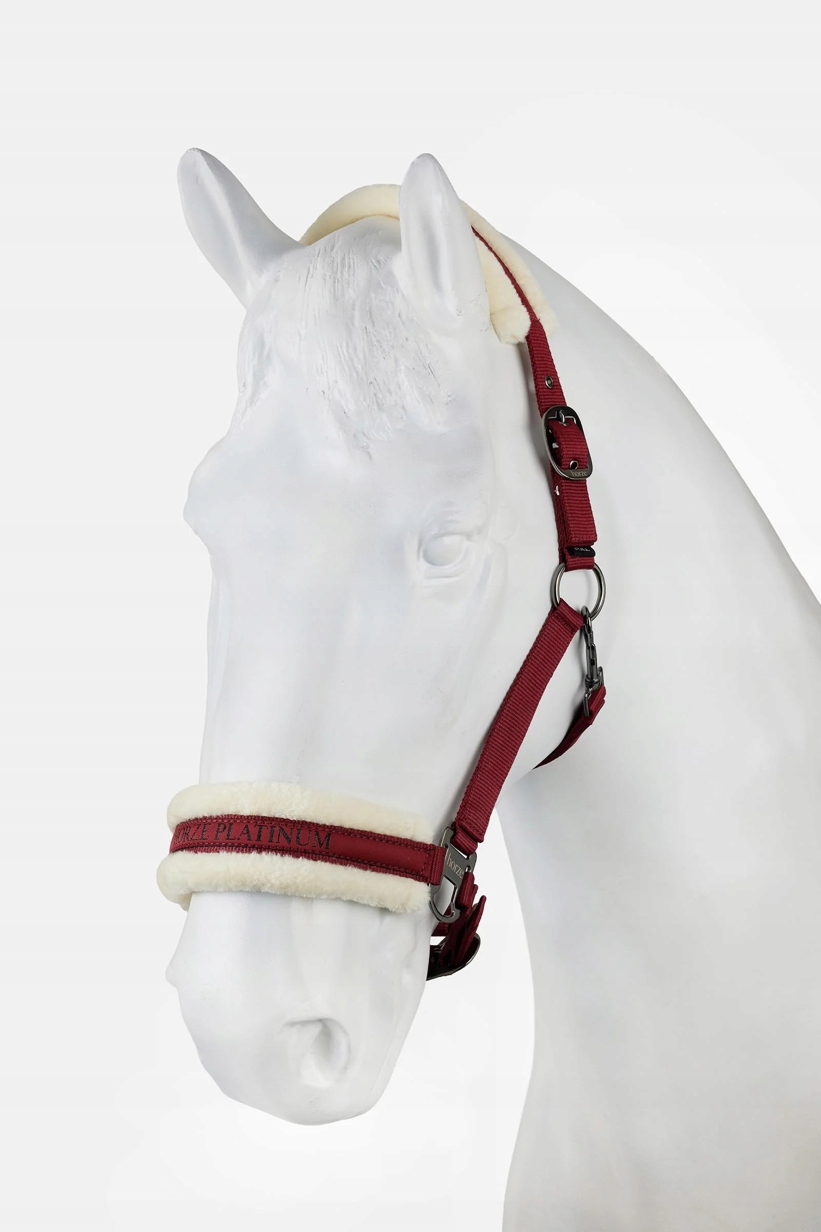 Kantar dla konia Horze Howard 26AW podszyty futerkiem bordowy Pony