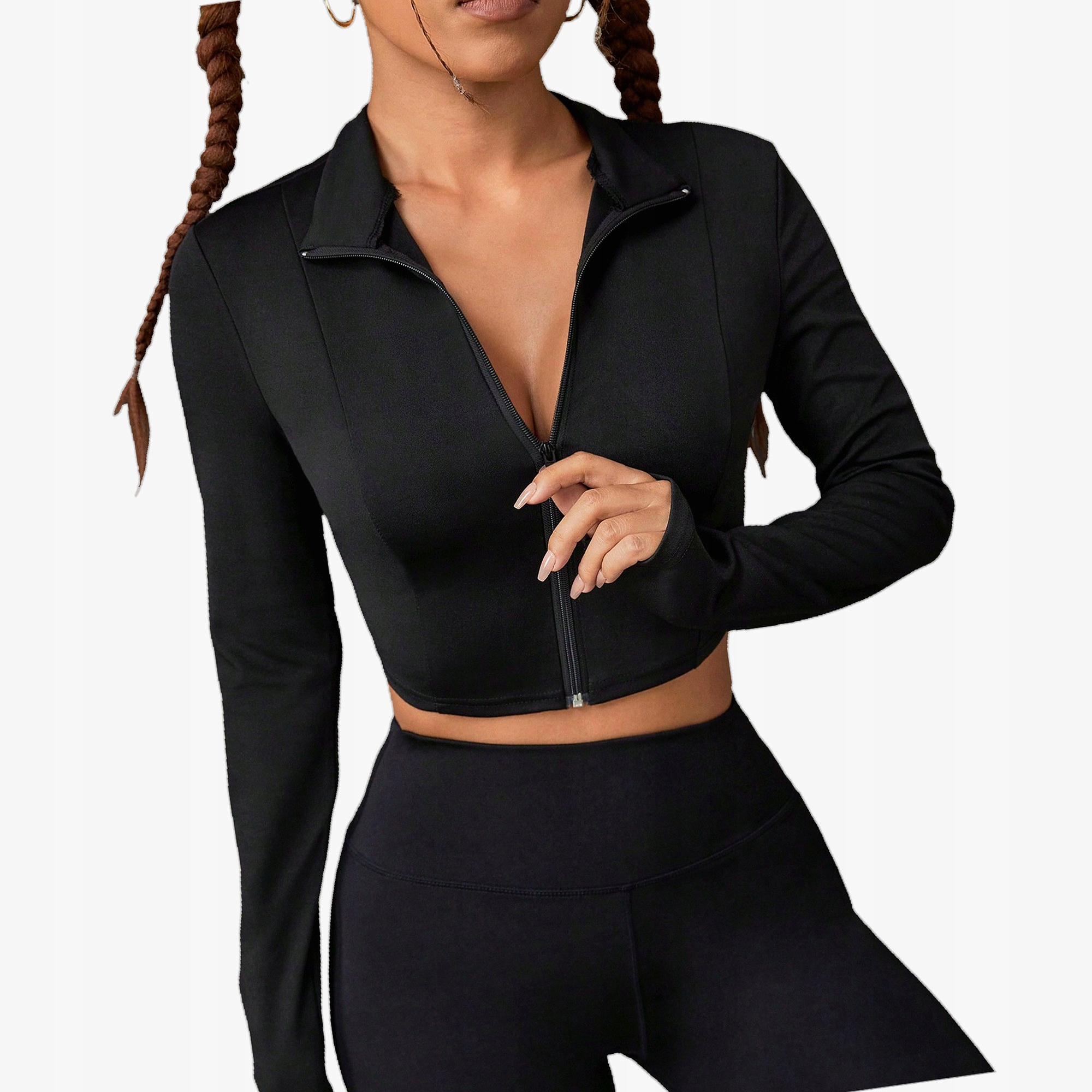 Bluza Krótka Na Guziki Ze Stójką Do Ćwiczeń Czarna XL 42