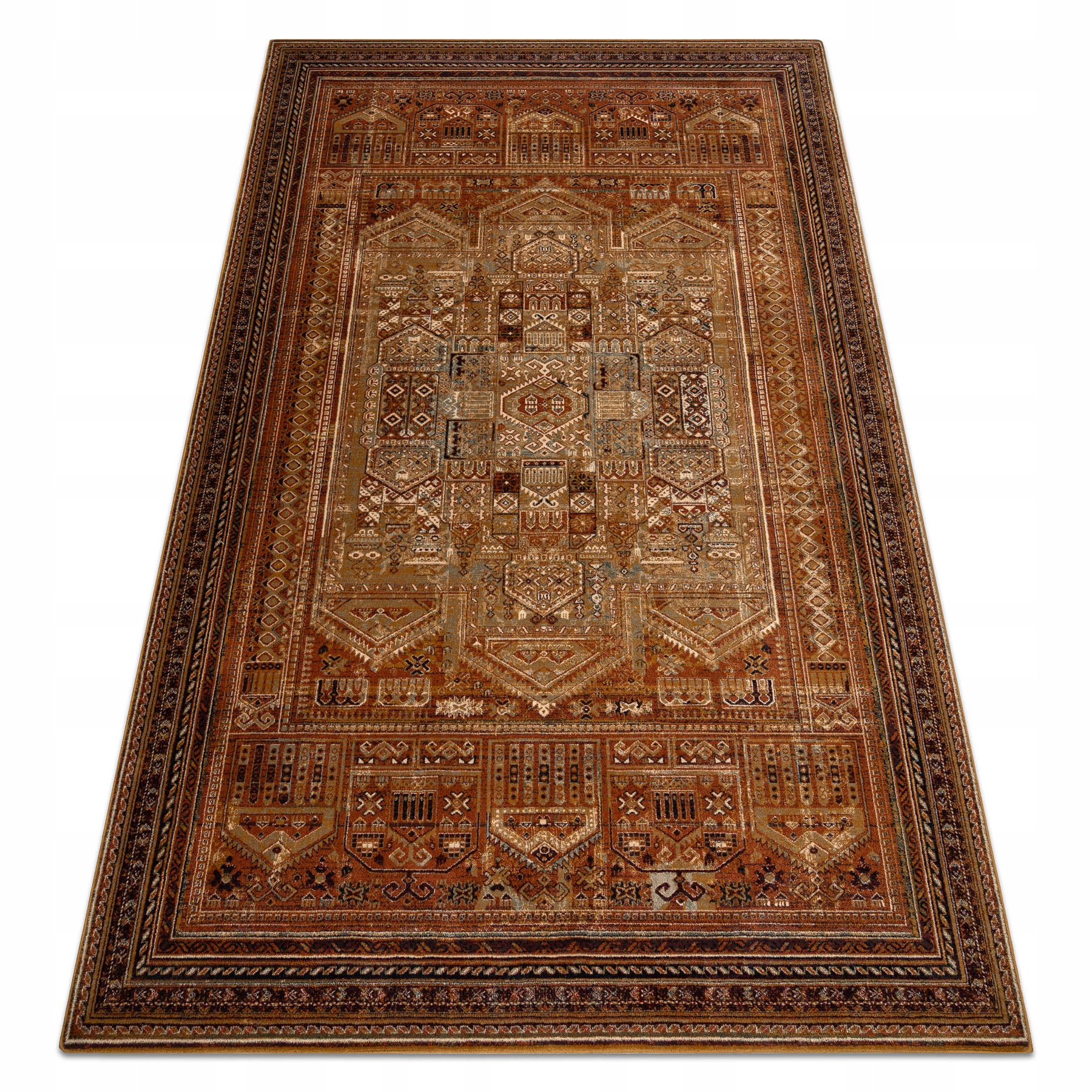 Dywan Do Salonu wełnia Omega Siran orientalny mosiądz Ramka 235x350 cm