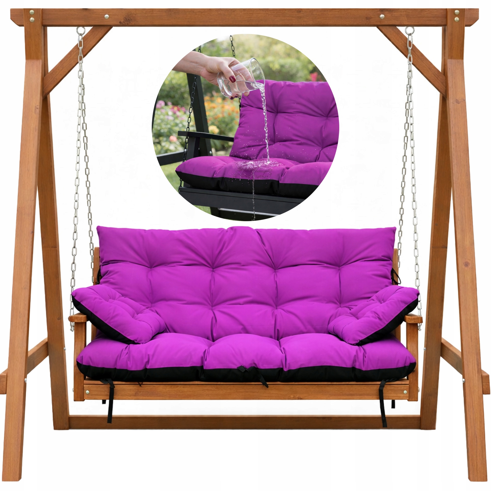 Polštář na zahradní houpačku Vodotěsný 140x60x50 +2x45/45 Fuchsie