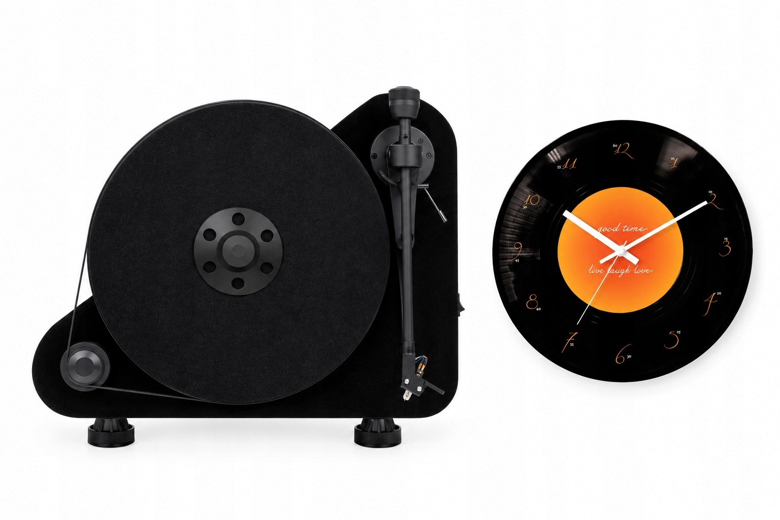 Pro-Ject Vte Bt R Černý OM5e – vertikální gramofon s Bluetooth hodiny