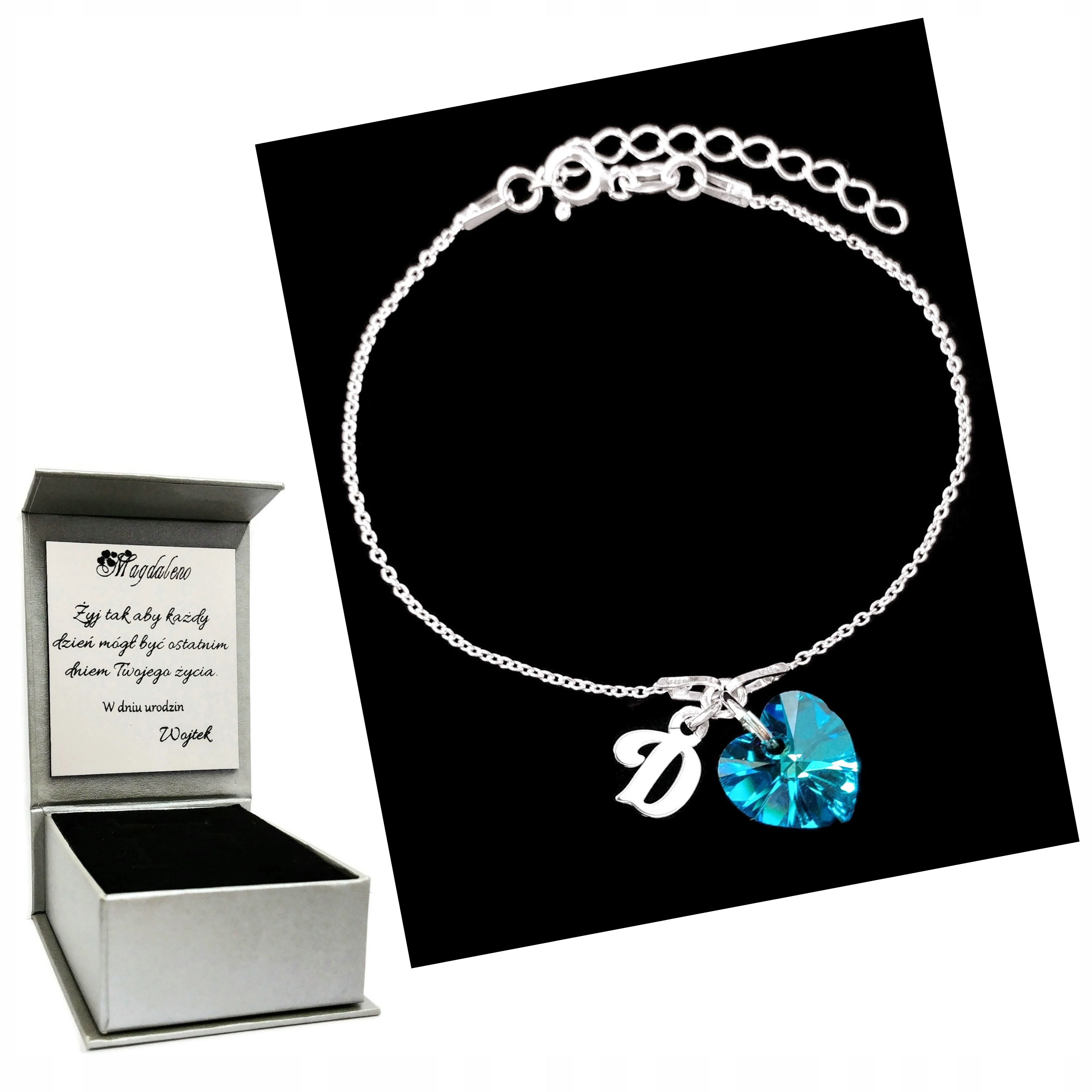 

Bransoletka Litera D Serce Oceanu Swarovski Grawer