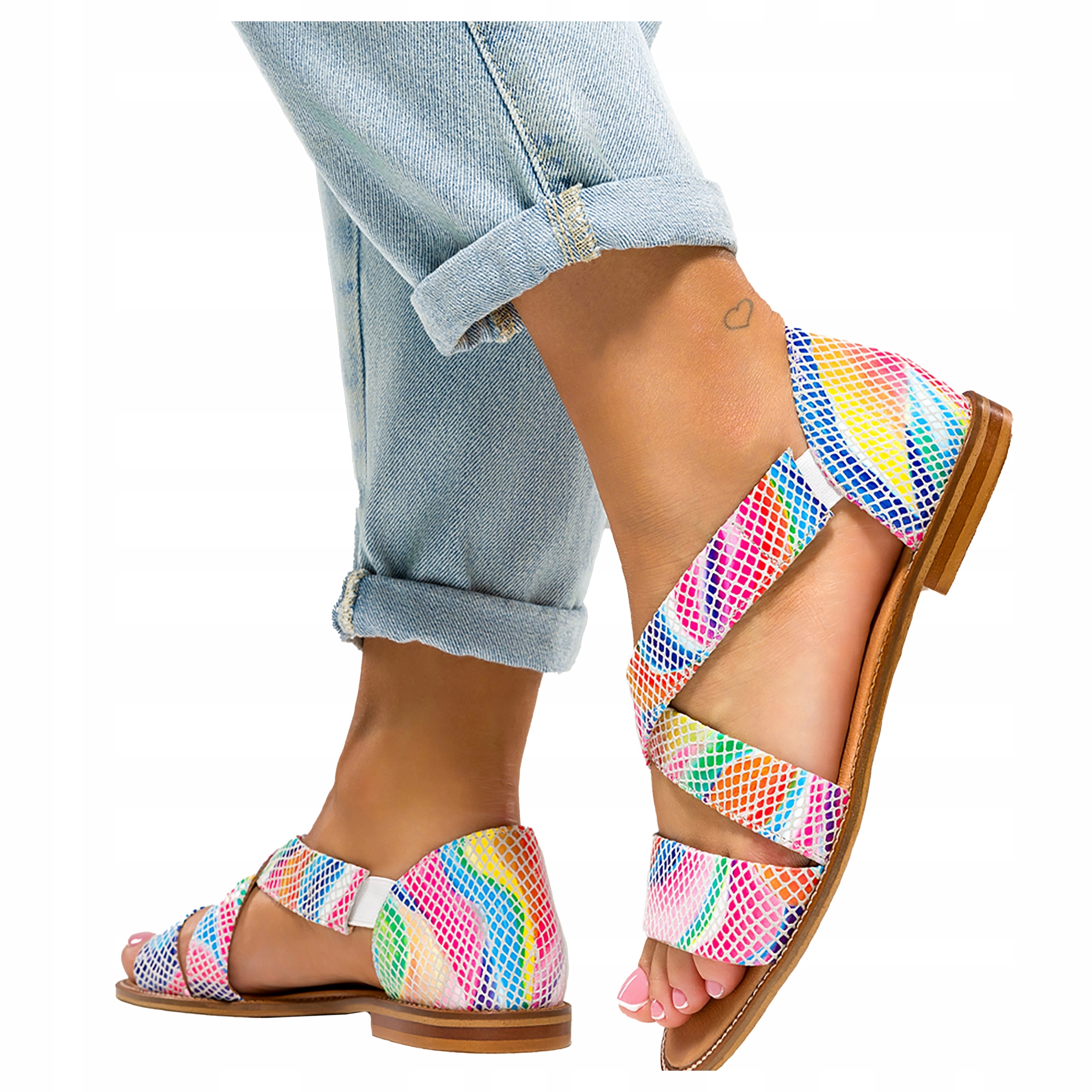 Dámské kožené sandály Modní Pásky Na Kříž Krytá Pata Barevné vel 37