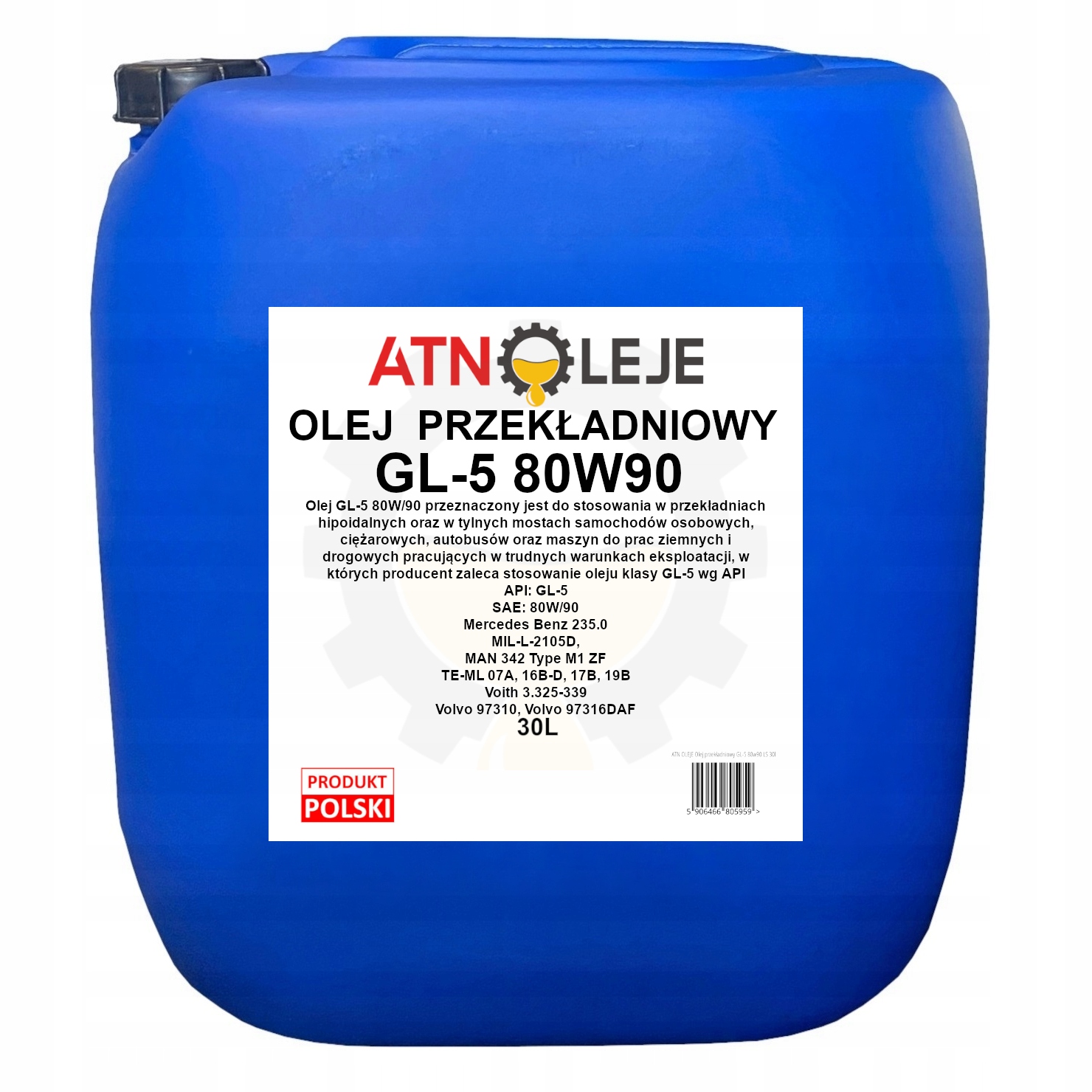 Olej przekładniowy Atn Oleje GL-5 80W90 30L
