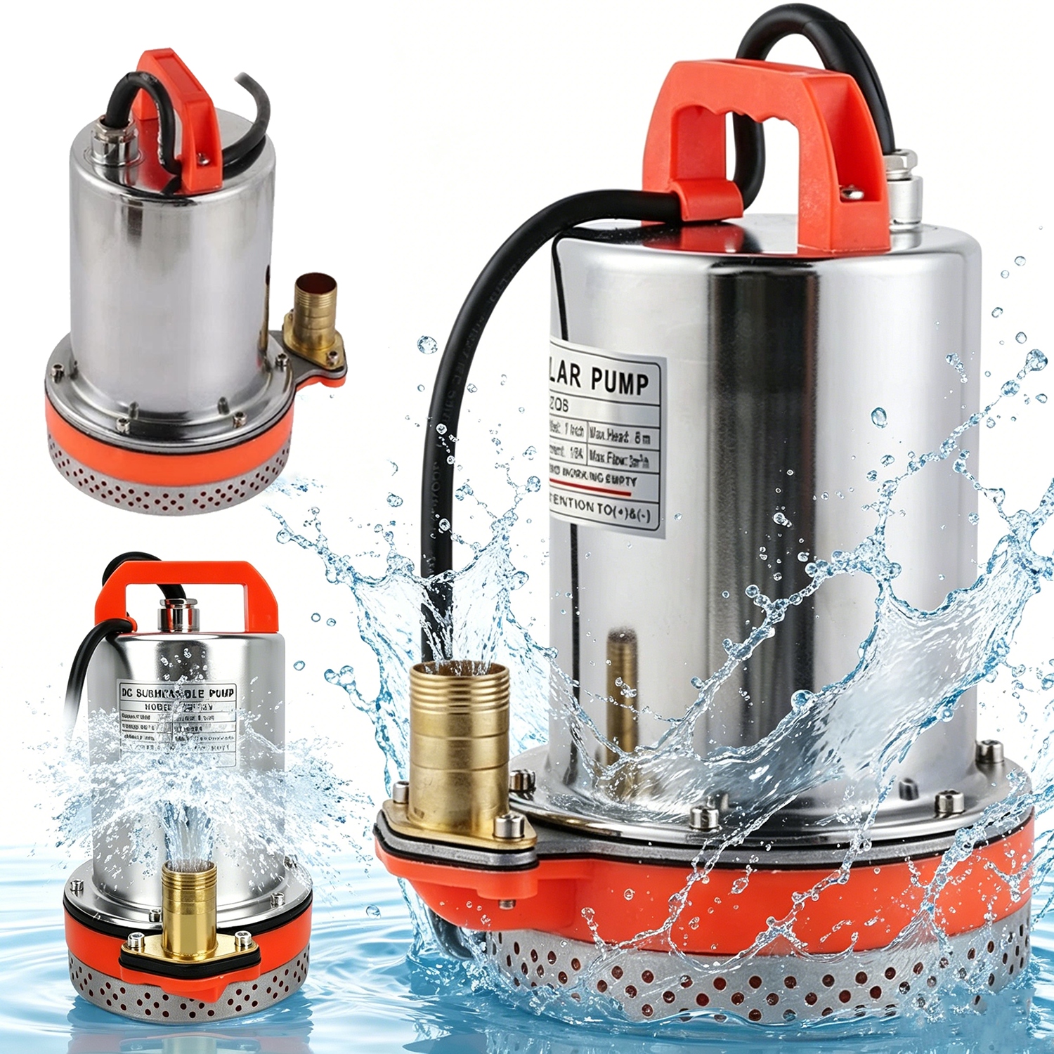 Ponorné Zahradní Čerpadlo Na Čistou Špinavou Vodu 12 V 180 W 3000 L/h 25 MM