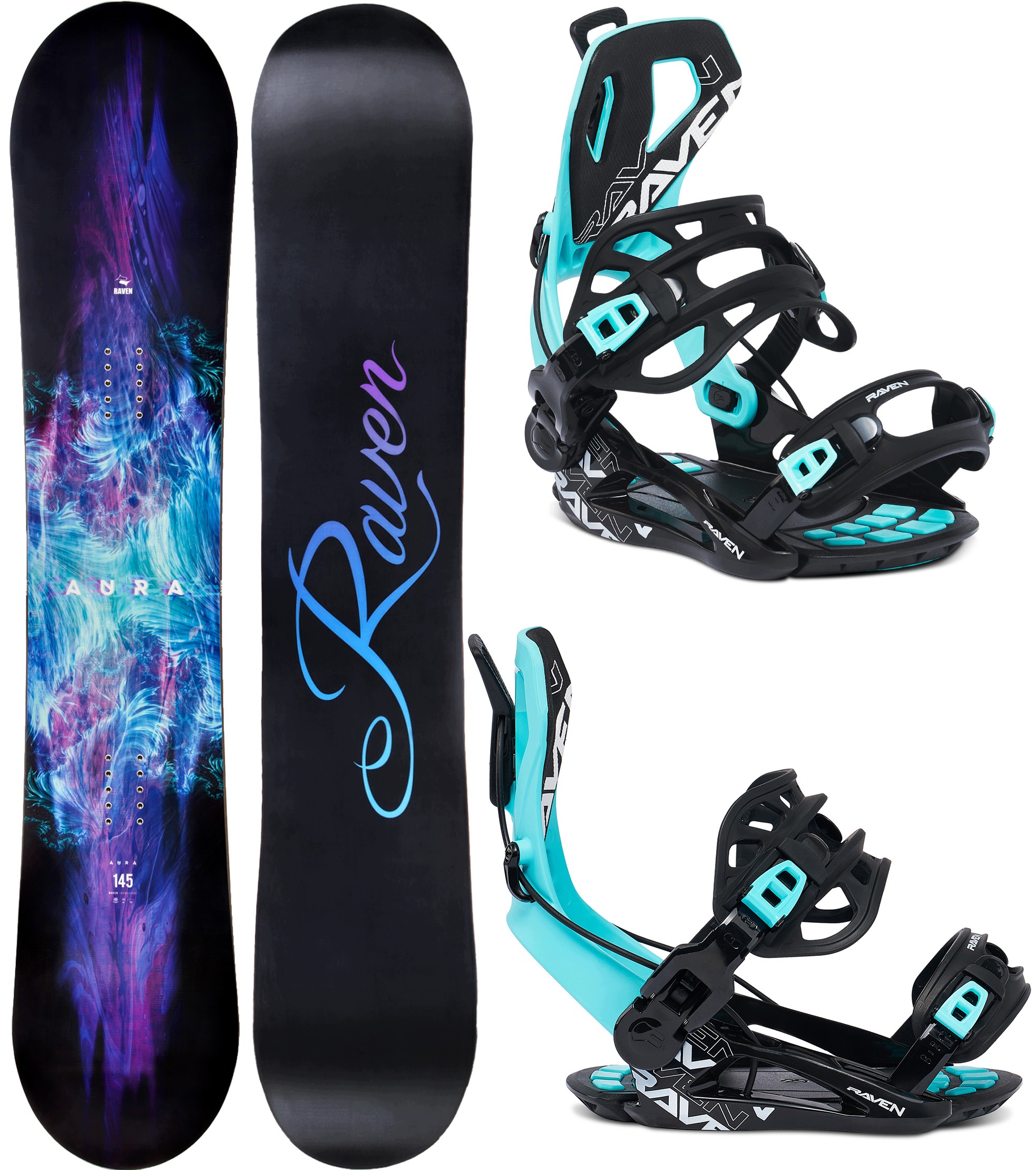 Snowboard Raven Aura 155cm Wiązania Raven Fastec FT360 Mint M