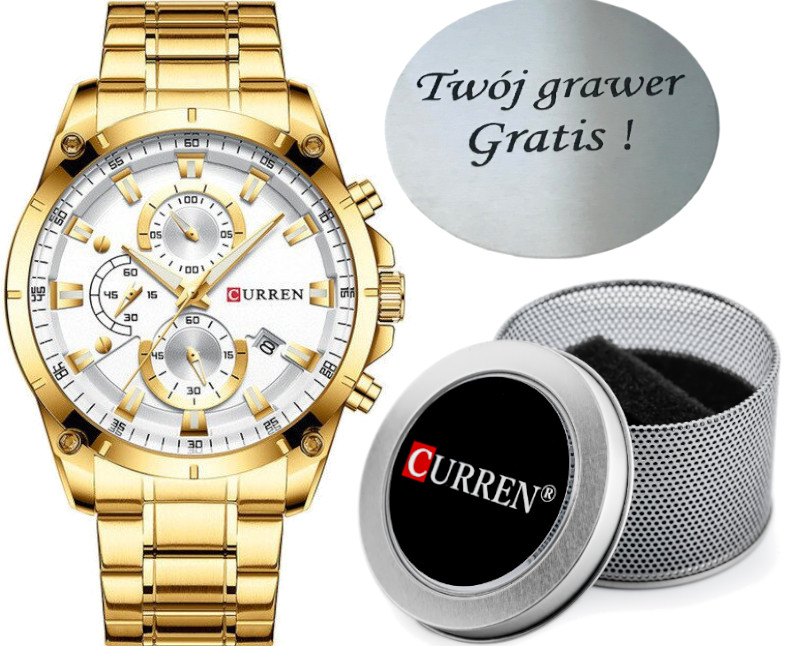 

Modny Zegarek Męski Analogowy Curren + Grawer