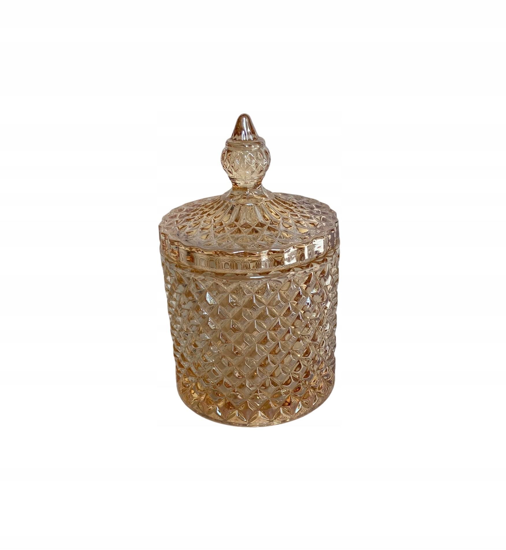 CUKIERNICA CUKIERNICZKA SZKLANA TŁOCZONA 250ML POMARAŃCZOWA