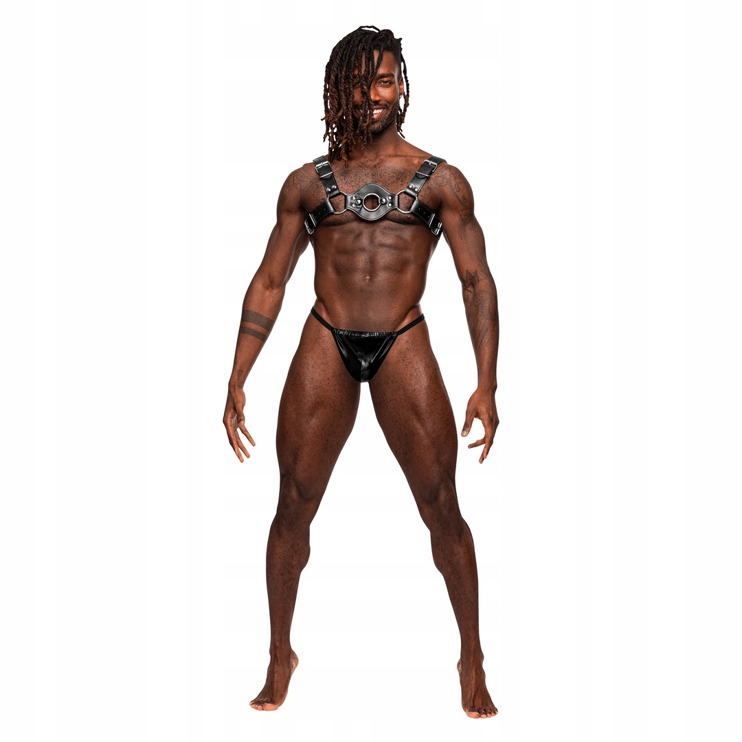 Male Power Libra Harness męski, regulowany, imitacja skóry, czarny