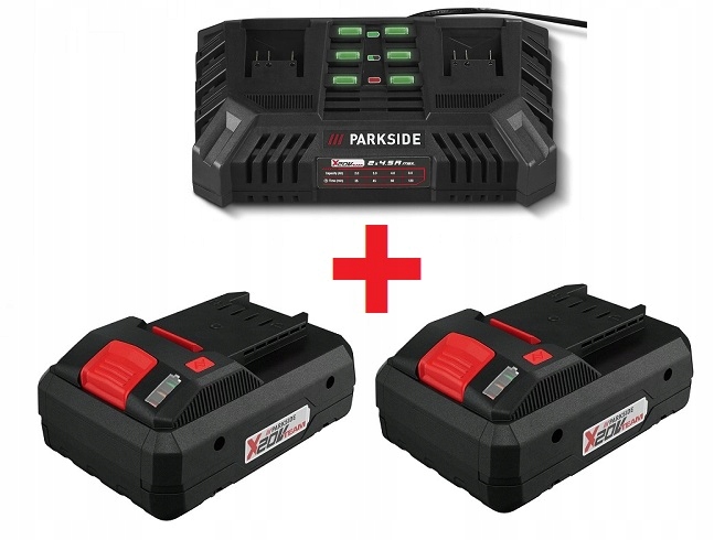 Ładowarka podwójna 220W 2 akumulatory 4Ah Smart 20V Parkside