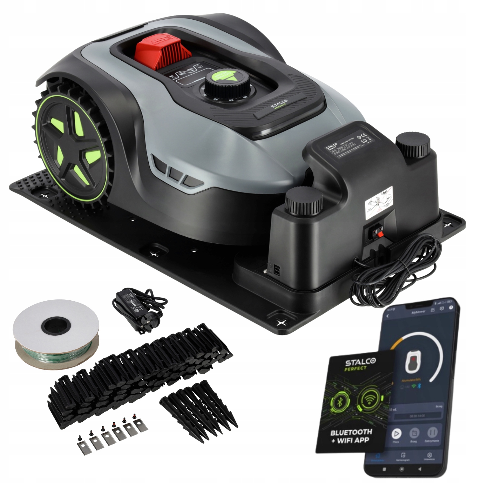 Robotická sekačka Stalco Perfect RMP650 Automatická sekačka 600 m2 Příslušenství