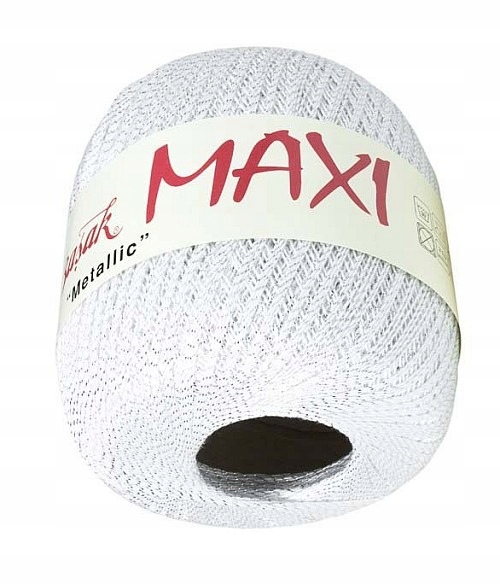 Maxi Metallic Altin Basak 1003 biały ze srebrną nitką